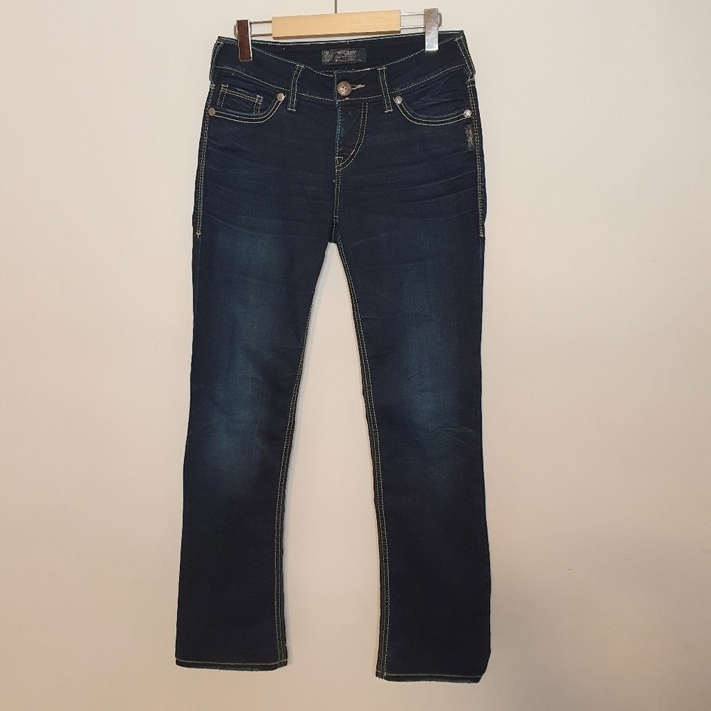 Silver Jeans Suki Mid Slim Boot Blue Jeans Size 26
